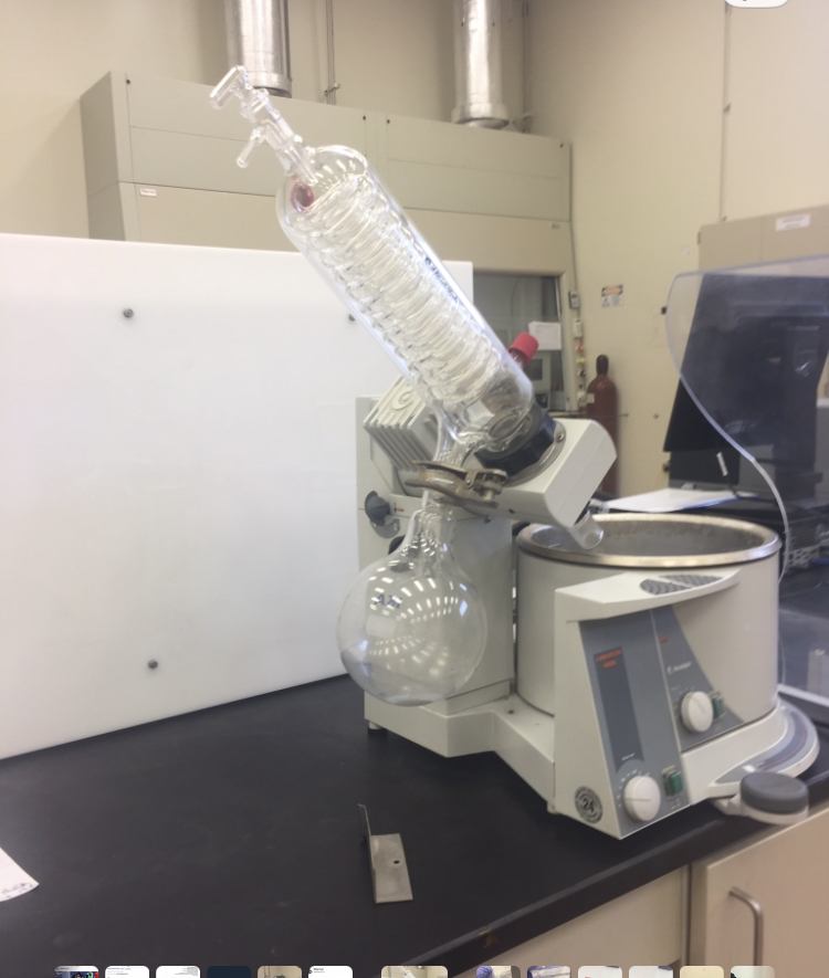 Original photograph of a rotary evaporator and laboratory glassware at Qatar University