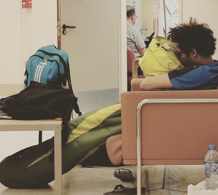 Mahmoud asleep between university examinations, 15 June 2017