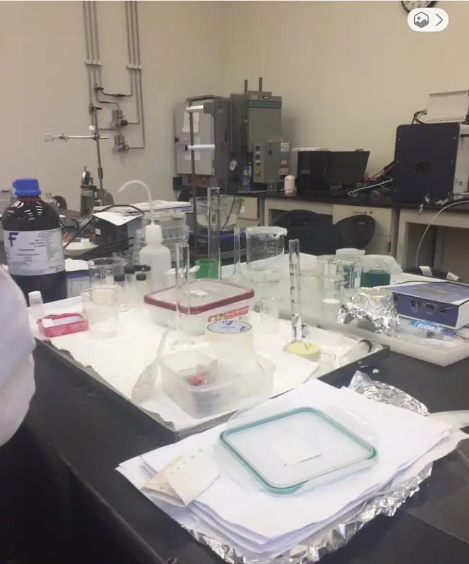 Laboratory bench during a separate internship with Professor Zubair Tatar