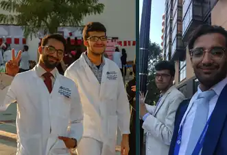 Two archival photographs of Ahmed Elgendy and Mahmoud Al-Ruweidi together